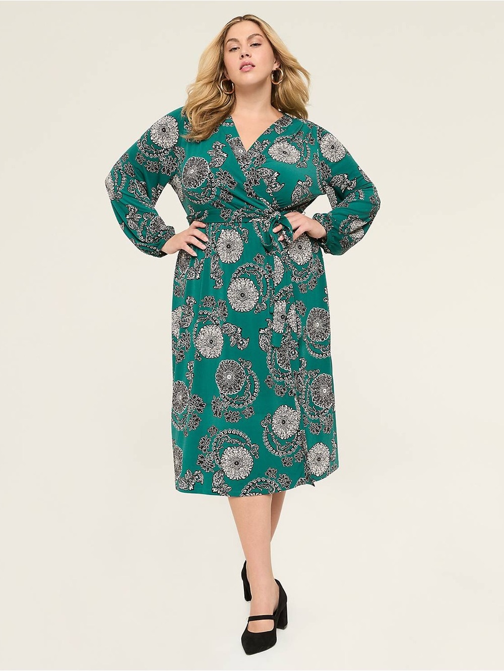 Lane Bryant Long-Sleeve Matte Jersey Wrap Dress